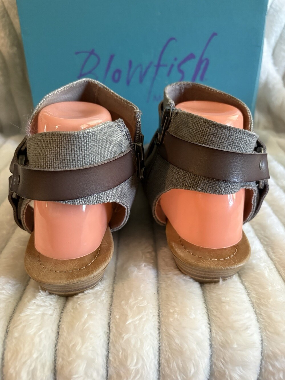 Blowfish Malibu Badey Women's 9.5 Gray Rancher Canvas Side Zip Sandals - Picture 4 of 8